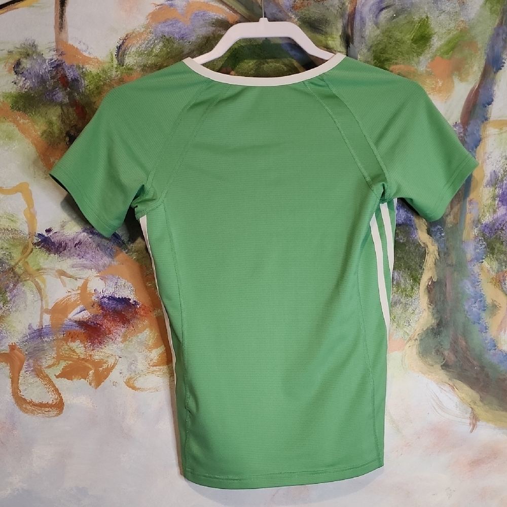 Adidas Women's Green V-Neck Top - Picture 3 of 5